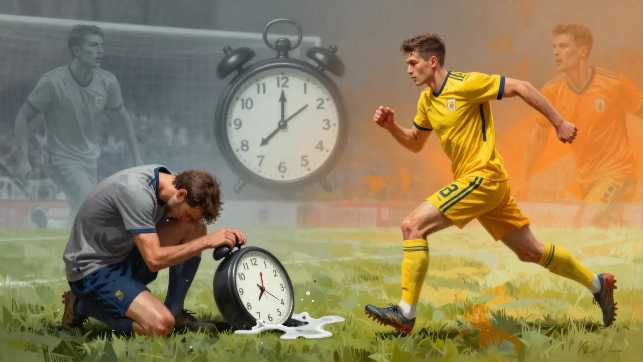 Konceptuální zobrazení fyzické únavy versus strategické naděje v prodloužení