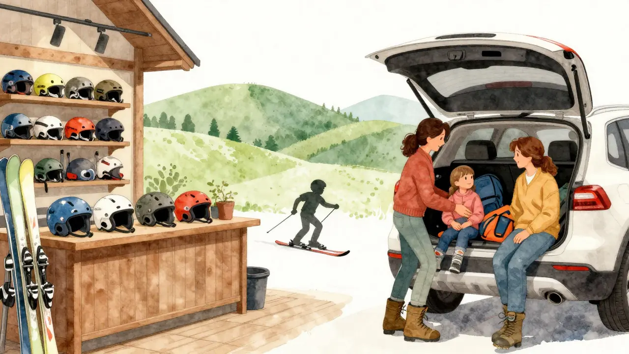 Ilustrace výběru mezi půjčovnou a vlastním vybavením